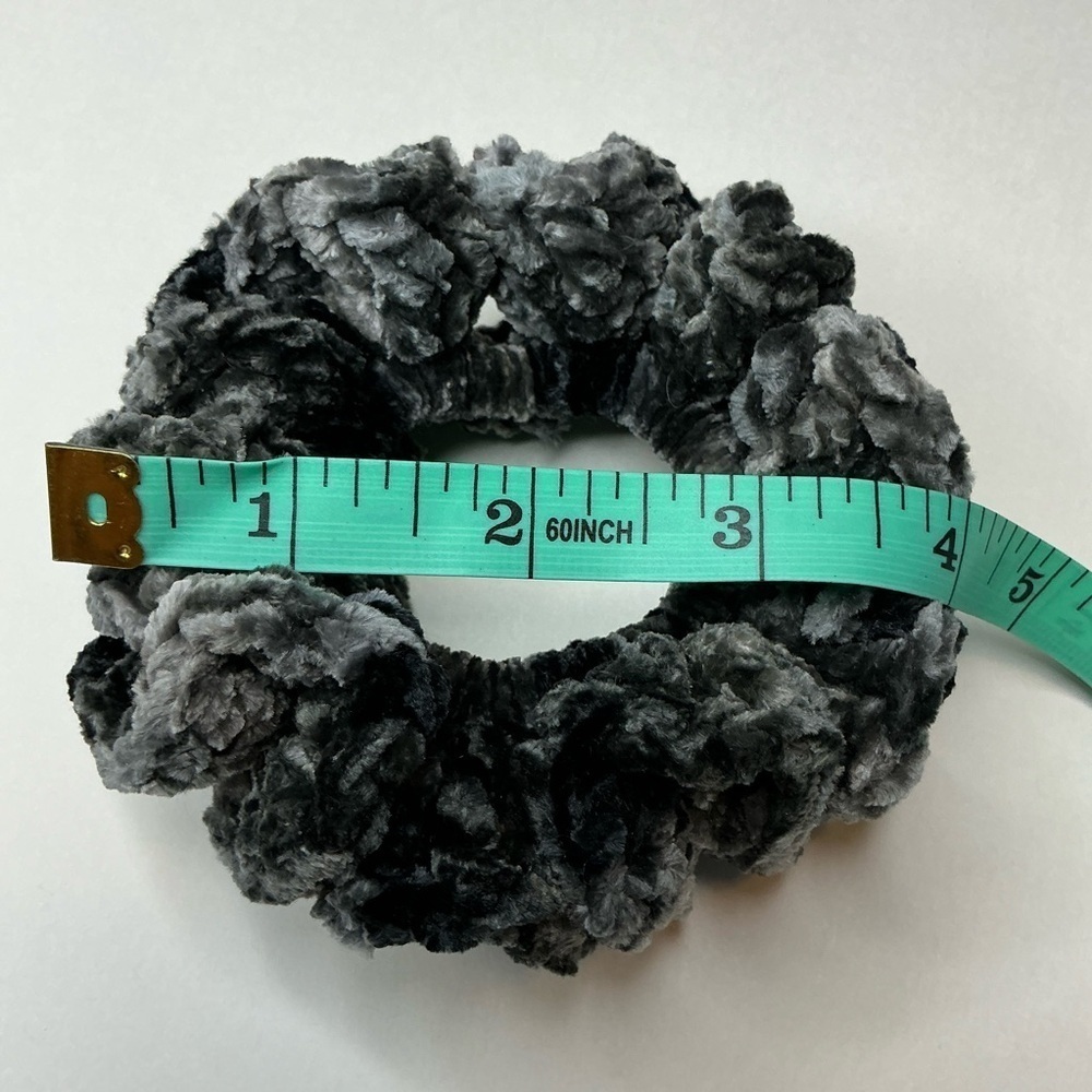 Crochet Crushed Velvet Scrunchie Set of 3 Oversized Hair Tie Plush Handmade - Picture 5 of 16